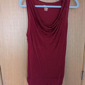 Sleeveless Burgundy Drape Neck Top